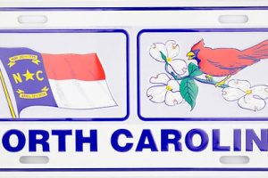 North Carolina Flag & Cardinal Panel License Plate