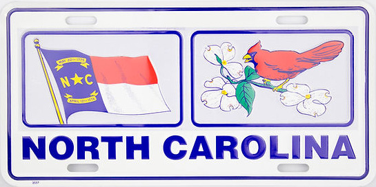 North Carolina Flag & Cardinal Panel License Plate