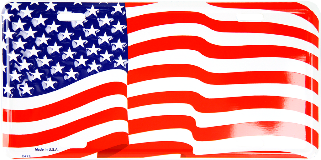 Full Waving American Flag License Plate