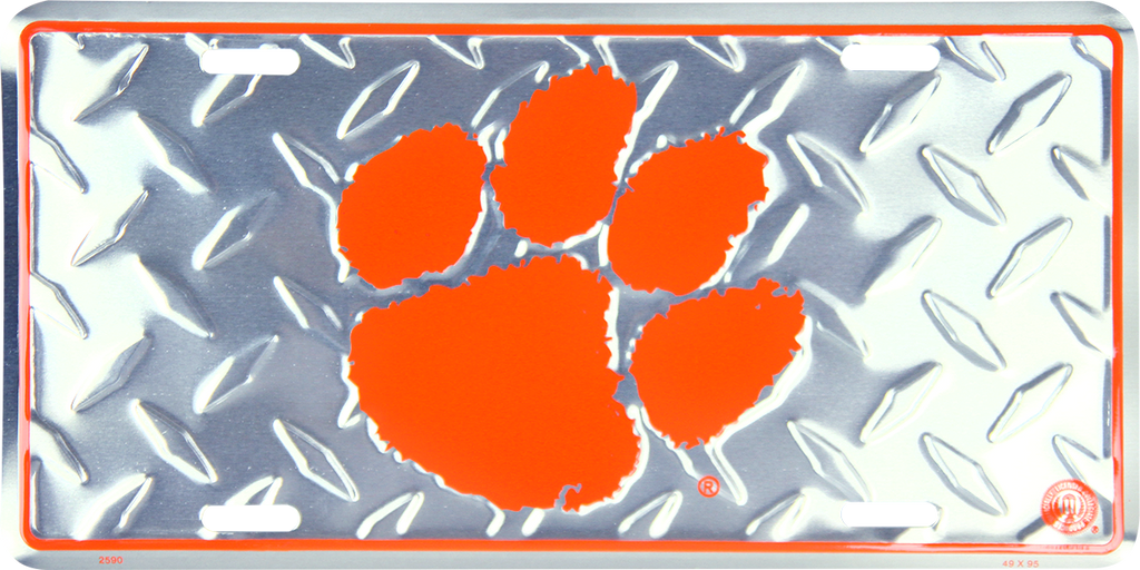 Clemson Diamond Plate License Plate