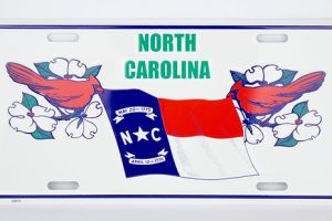 North Carolina Flag & Cardinals License Plate