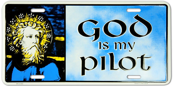 God Is My Pilot License Plate